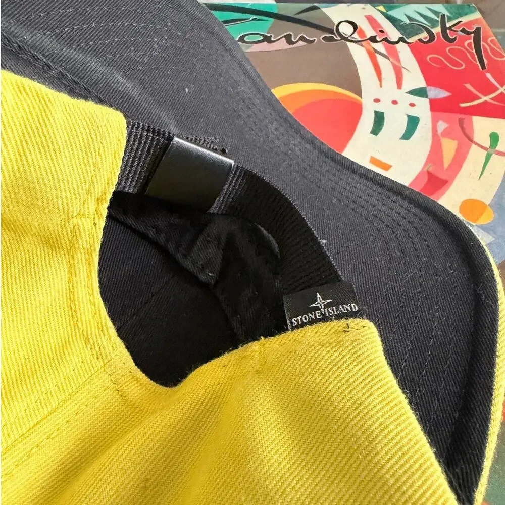 Stone Island Cotton Compass Yellow Logo Cap Hat